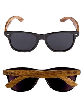 WOODIES Walnut Wood Wayfarer Sunglasses Black Polarized Lenses